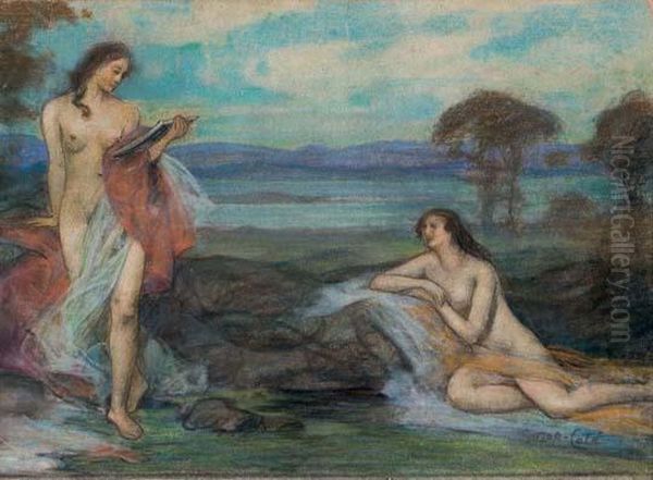 Girls Bathing Oil Painting by Marc-Aurele Foy De Suzor-Cote