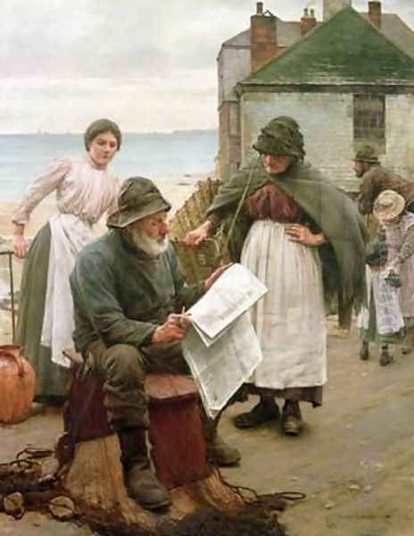 When the Boats are Away Oil Painting by Walter Langley