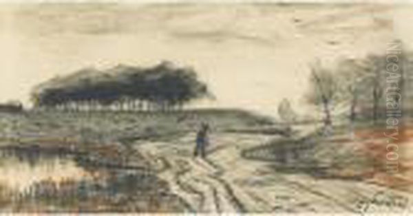 Figure On A Rural Road Oil Painting by Marc-Aurele Foy De Suzor-Cote