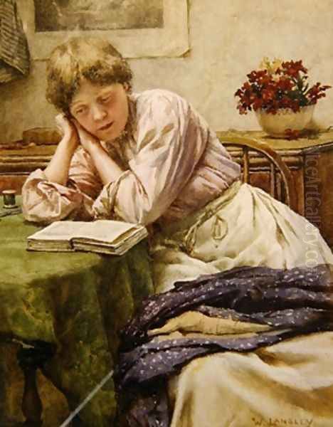 A Quiet Read Oil Painting by Walter Langley