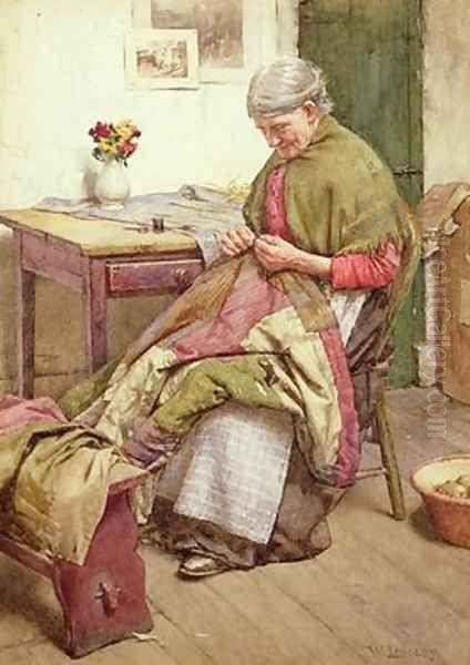 The Old Quilt Oil Painting by Walter Langley