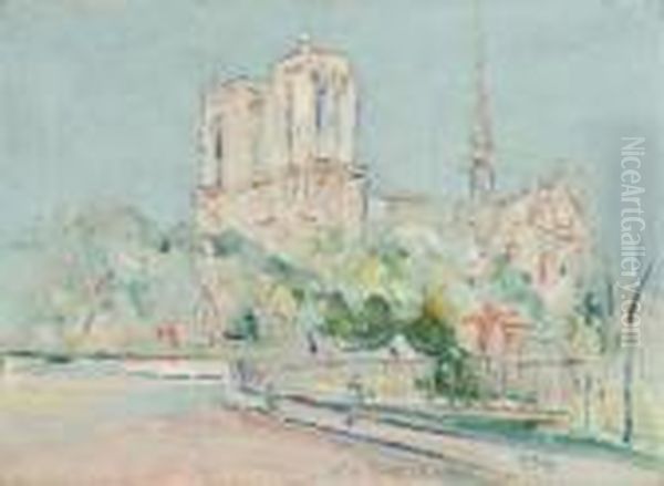 Notre Dame Oil Painting by Vladimir De Terlikowski