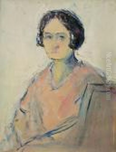 Portrait De Femme Oil Painting by Vladimir De Terlikowski