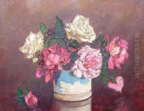 Floral Study Oil Painting by Vladimir De Terlikowski