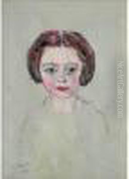 Portrait De Petite Fille (1945) Oil Painting by Vladimir De Terlikowski