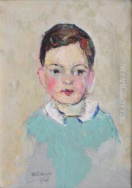 Portrait De Petit Garcon (1945) Oil Painting by Vladimir De Terlikowski