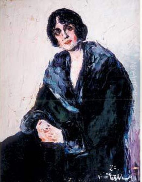 Portrait De Femme (1924) Oil Painting by Vladimir De Terlikowski