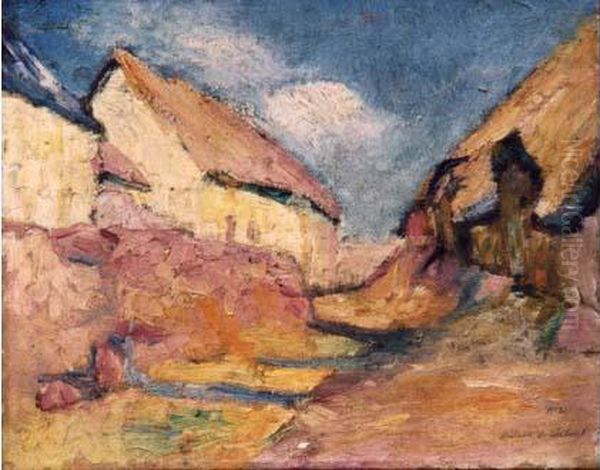 Village En Auvergne (1913) Oil Painting by Vladimir De Terlikowski