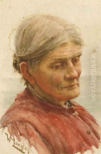 Portrait of a fisherwoman Oil Painting by Walter Langley