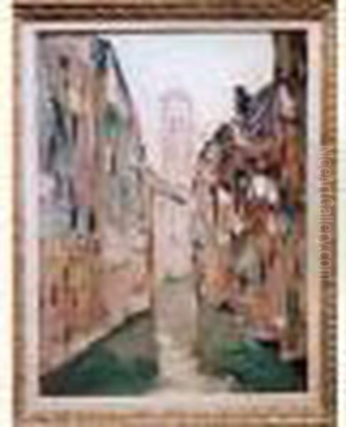 Canal A Venise (1928) Oil Painting by Vladimir De Terlikowski