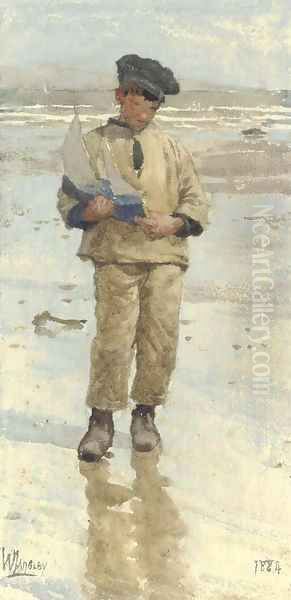 A Newlyn fisher lad Oil Painting by Walter Langley