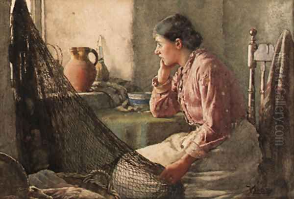 Fisherman's wife Oil Painting by Walter Langley