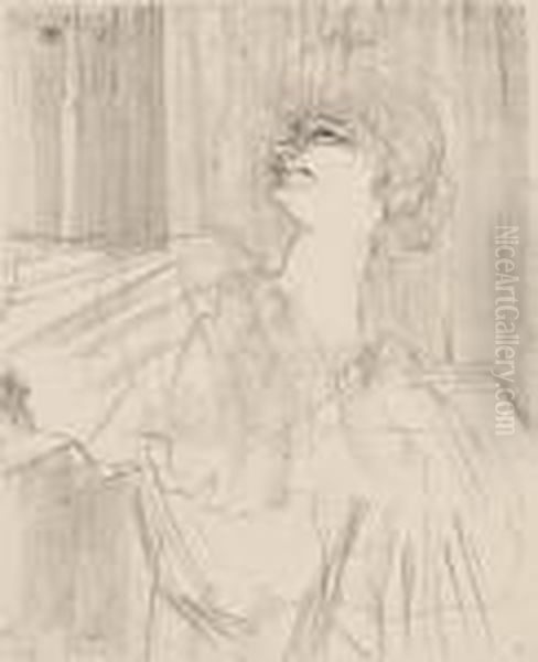 Yvette Guilbert, A Menilmontant, De Bruant Oil Painting by Henri De Toulouse-Lautrec