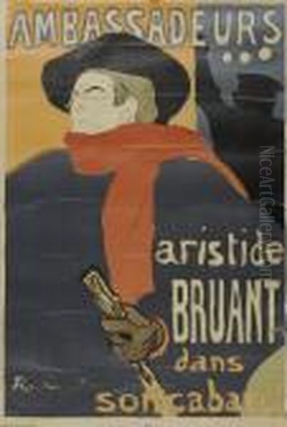 Ambassadeurs ... Aristide Bruant Dans Son Cabaret Oil Painting by Henri De Toulouse-Lautrec