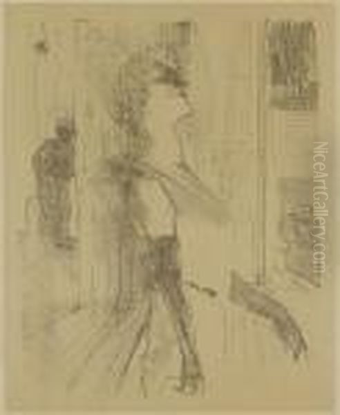 Yvette Guilbert, Sur La Scene Oil Painting by Henri De Toulouse-Lautrec