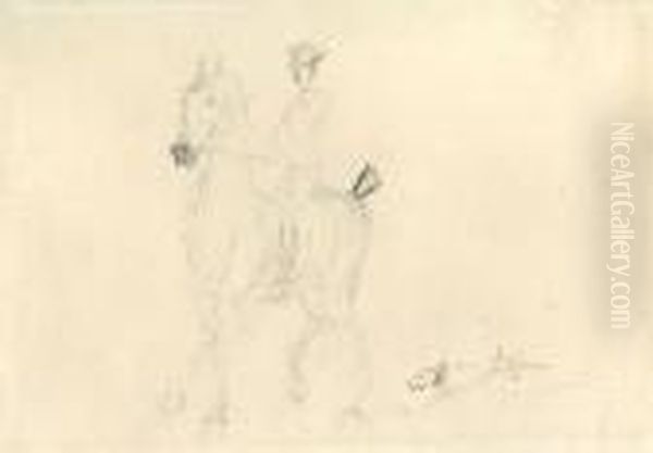 Recto - Cavalier / Verso - Cheval Oil Painting by Henri De Toulouse-Lautrec