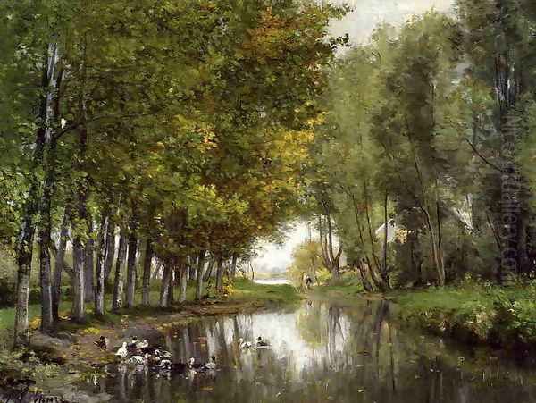 Bras de Seine du cote de Neuilly Oil Painting by Stanislas Lepine