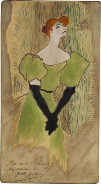 Yvette Guilbert Oil Painting by Henri De Toulouse-Lautrec