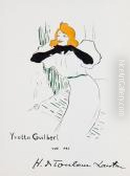 Yvette Guilbert Vue Par Toulouse-lautrec Oil Painting by Henri De Toulouse-Lautrec