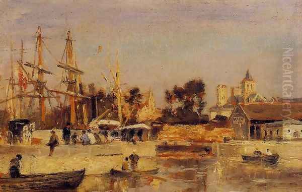 A Corner of the Port, Caen Oil Painting by Stanislas Lepine