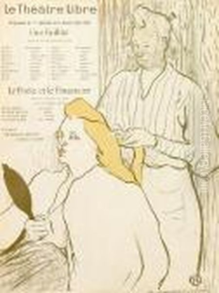 Le Coiffeur-programme Du Theatre Libre Oil Painting by Henri De Toulouse-Lautrec