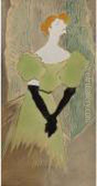 Yvette Guilbert Oil Painting by Henri De Toulouse-Lautrec