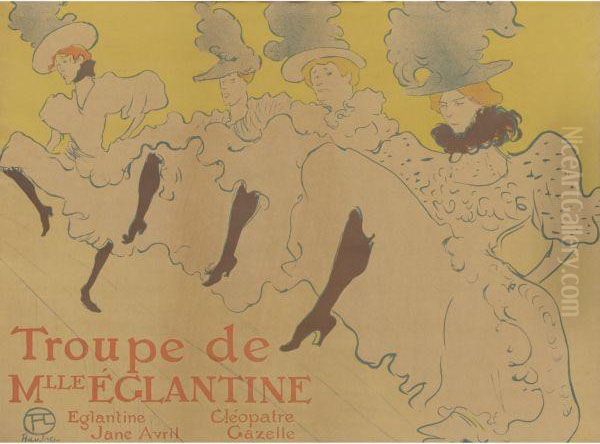 La Troupe De Mademoiselle Eglantine Oil Painting by Henri De Toulouse-Lautrec