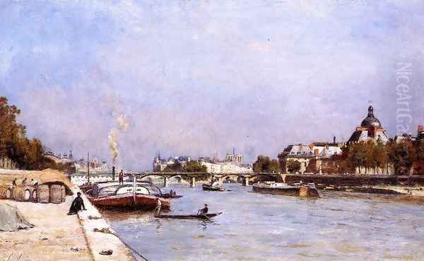 Paris, the Pont des Arts Oil Painting by Stanislas Lepine