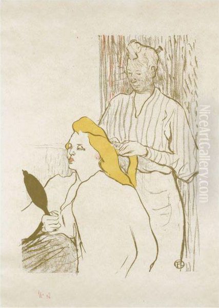 Le Coiffeur-programme Du Theatre Libre Oil Painting by Henri De Toulouse-Lautrec