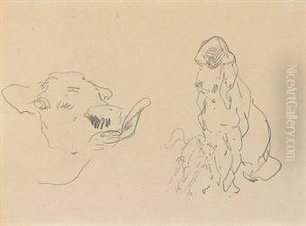 Boeuf, Chien, Chat Oil Painting by Henri De Toulouse-Lautrec