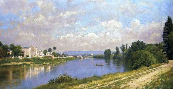 The Seine at la Garenne Saint-Denis Oil Painting by Stanislas Lepine