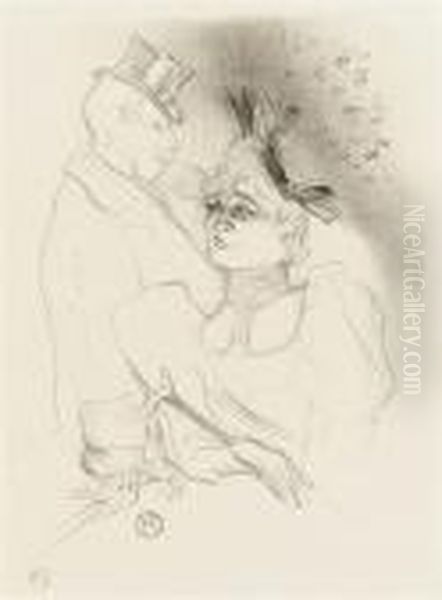 Mademoiselle Lender Et Baron Oil Painting by Henri De Toulouse-Lautrec