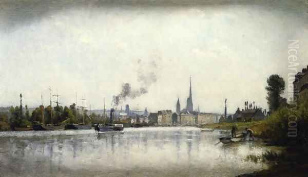 The Seine at Rouen Oil Painting by Stanislas Lepine