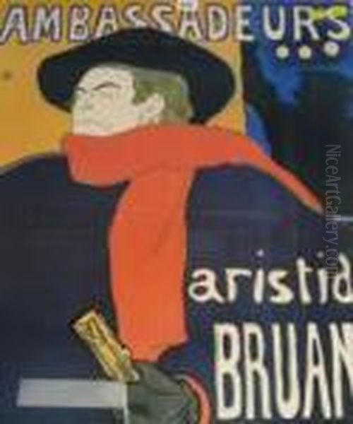 Ambassadeurs Aristide Bruant Dans Son Cabaret Oil Painting by Henri De Toulouse-Lautrec