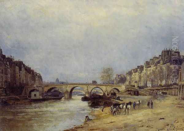 The Seine at Pont Marie Oil Painting by Stanislas Lepine