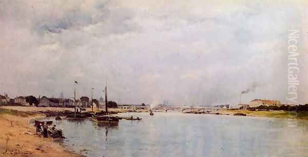 The Seine at Ivry Oil Painting by Stanislas Lepine