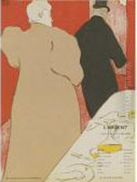 Un Monsieur Et Une Dame, Programme Pour 'l'argent' Oil Painting by Henri De Toulouse-Lautrec