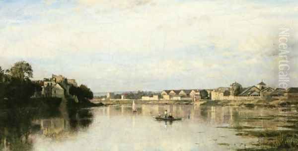 The Seine at l'Ile Saint-Denis Oil Painting by Stanislas Lepine