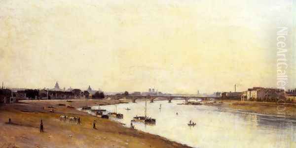 The Pont National as Seen from Quai d'Ivry, Paris Oil Painting by Stanislas Lepine