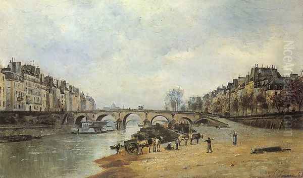 Quais of the Seine, Pont-Marie 1868 Oil Painting by Stanislas Lepine