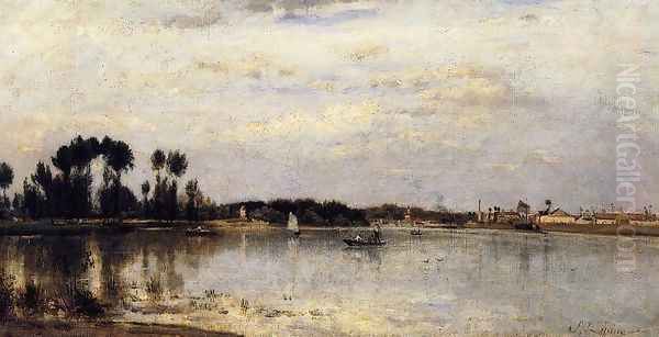 The Seine at Ile Saint-Denis I Oil Painting by Stanislas Lepine