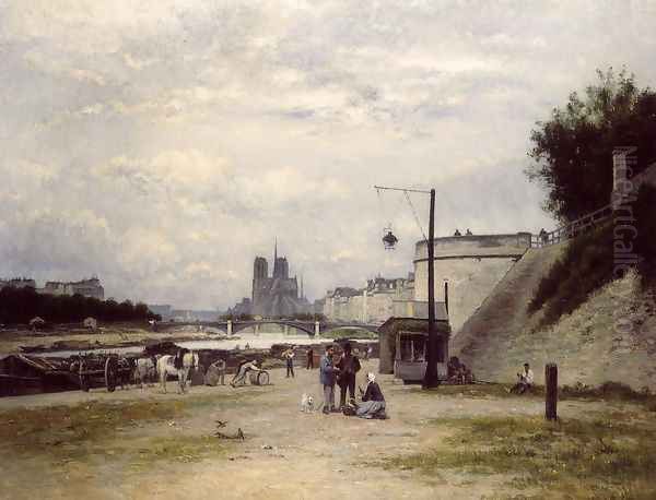 The Louviers Quay at Pont Sully Oil Painting by Stanislas Lepine