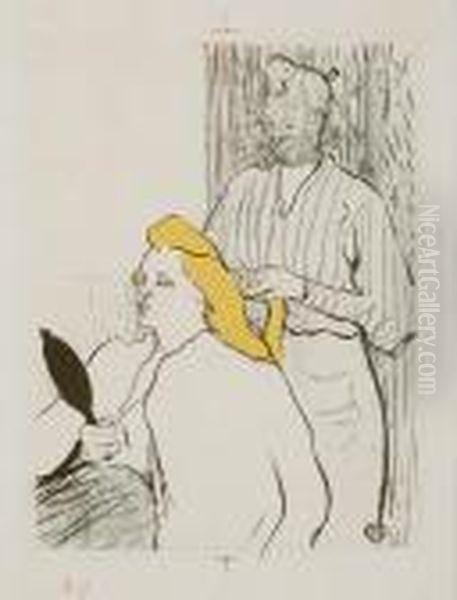 Le Coiffeur-programme Du Theatre Libre Oil Painting by Henri De Toulouse-Lautrec