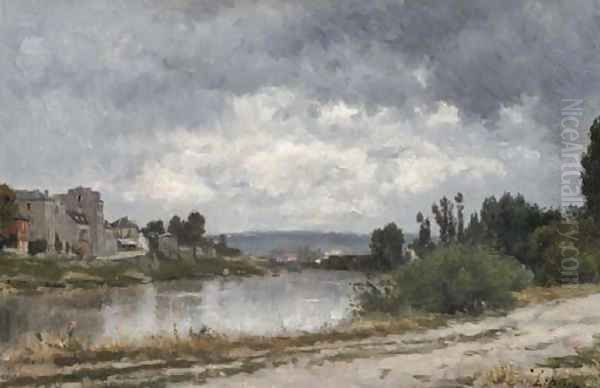 La Seine a la Garenne Saint-Denis Oil Painting by Stanislas Lepine