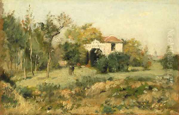 La maison blanche, Bois de Meudon Oil Painting by Stanislas Lepine