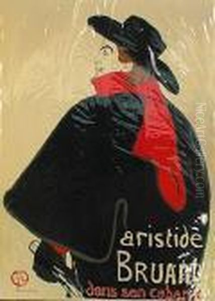 L````aristide Bruant Dans Son Cabaret Oil Painting by Henri De Toulouse-Lautrec