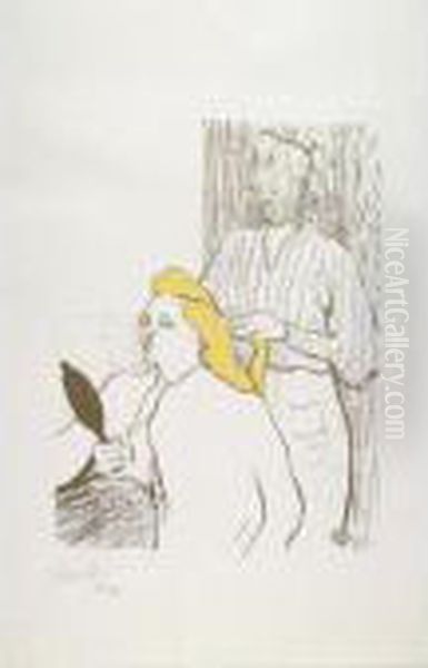 Le Coiffure, Programme Du Thetre Oil Painting by Henri De Toulouse-Lautrec