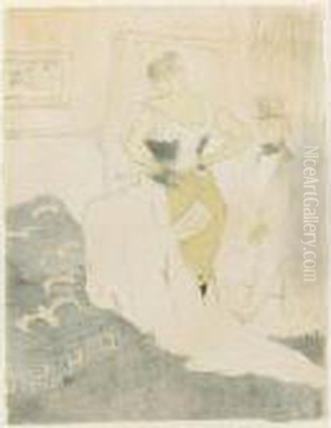 Femme En Corset-conquette De Passage Oil Painting by Henri De Toulouse-Lautrec