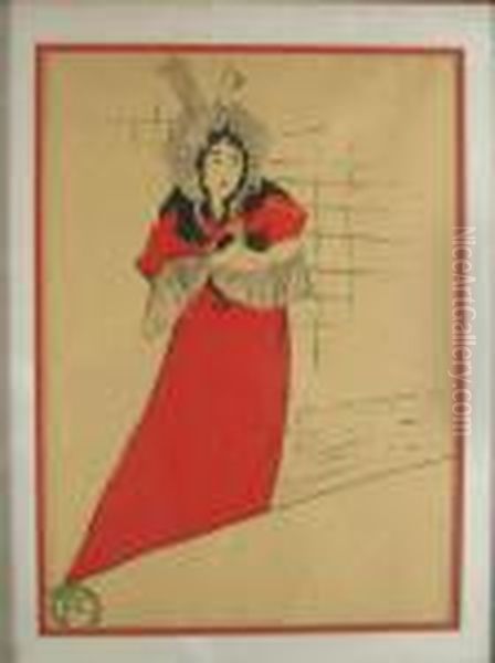 Woman In Red Dress With Cat Oil Painting by Henri De Toulouse-Lautrec