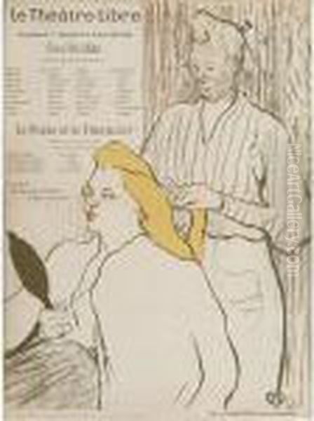 La Coiffure, Programme Du Theatre Libre (d. 14; A. 40; W. 15) Oil Painting by Henri De Toulouse-Lautrec